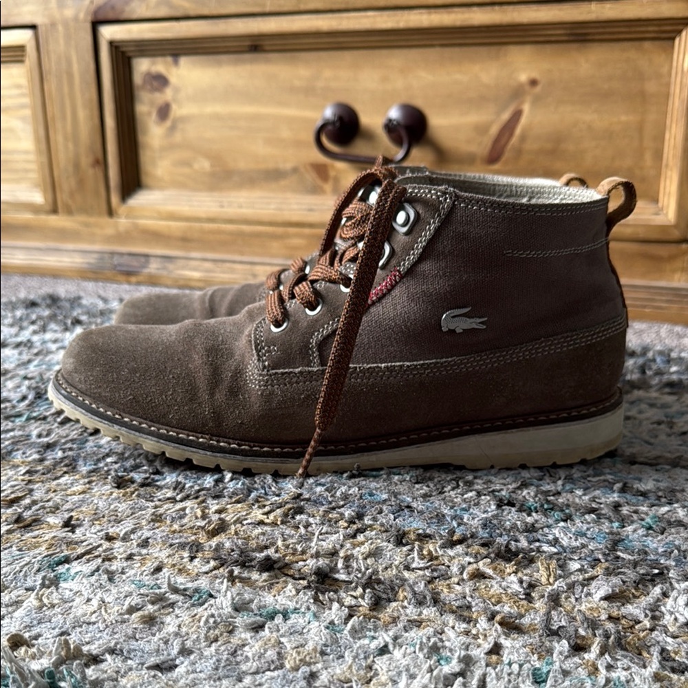 Lacoste Brown Leather Chukka Boots with Classic Design
